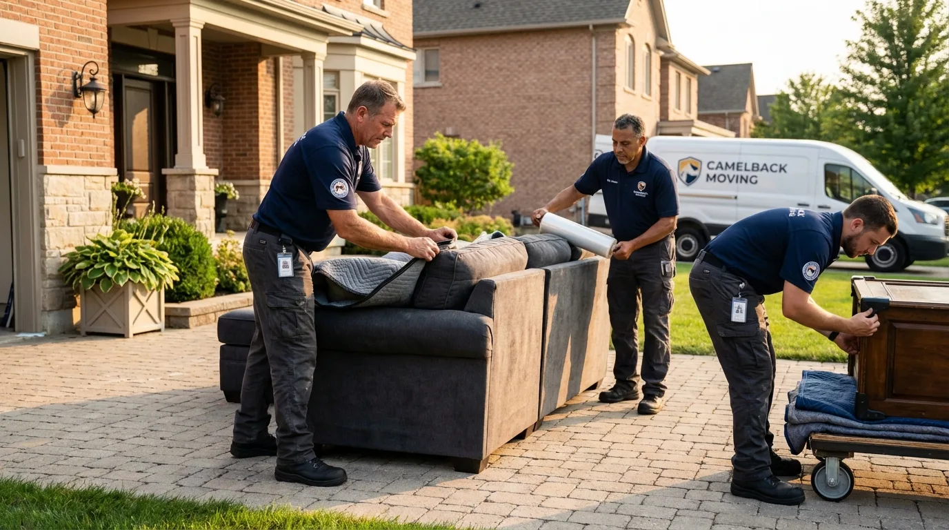 Large estate moving crew wrapping furniture in Saranac, MI